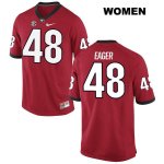 Women's Georgia Bulldogs NCAA #48 John Eager Nike Stitched Red Authentic College Football Jersey BKS8354RI